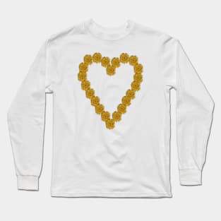 Valentines Day Heart Floral Art Sunflower Line Drawing Long Sleeve T-Shirt